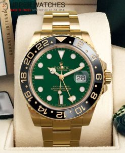 Rolex 116718 LN GMT Master II with Green Dial 18K Yellow Gold