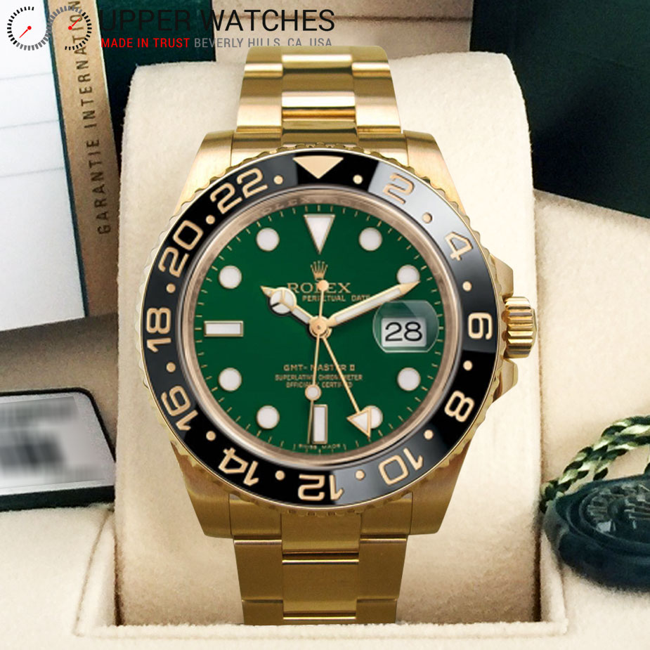 gold gmt green dial