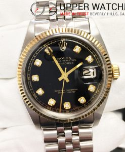 Rolex 1601 2 Tones Black Diamond Dial