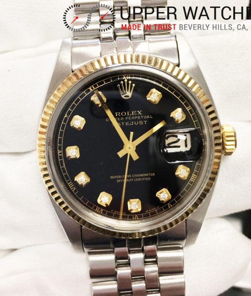 Rolex 1601 2 Tones Black Diamond Dial