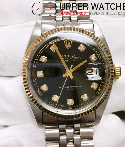 Rolex 1601 2 Tones Black Diamond Dial