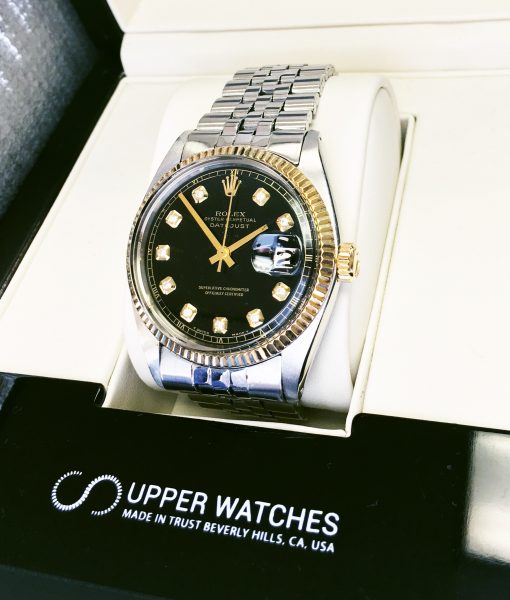 Rolex 1601 2 Tones Black Diamond Dial