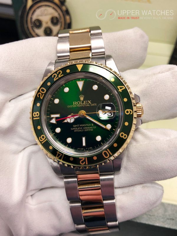længde royalty hybrid Rolex GMT MASTER II Gold & Stainless Steel 2 tones Green Hulk Dial MINT -  Upper Watches