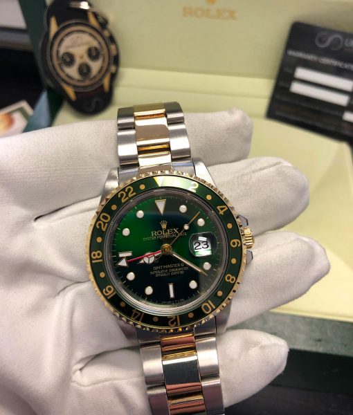 Rolex GMT MASTER II Green Hulk Dial two Tone 18K yellow Gold