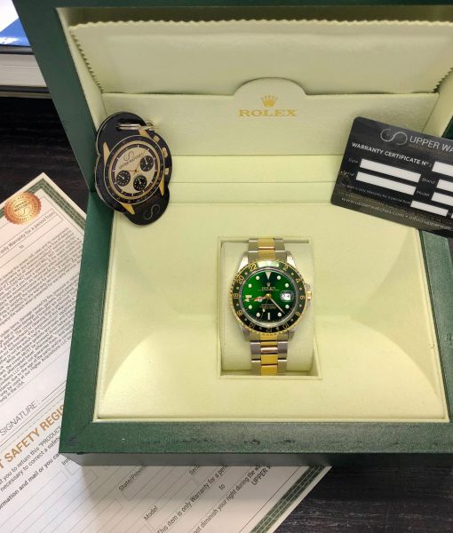 Rolex GMT MASTER II Green Hulk Dial two Tone 18K yellow Gold