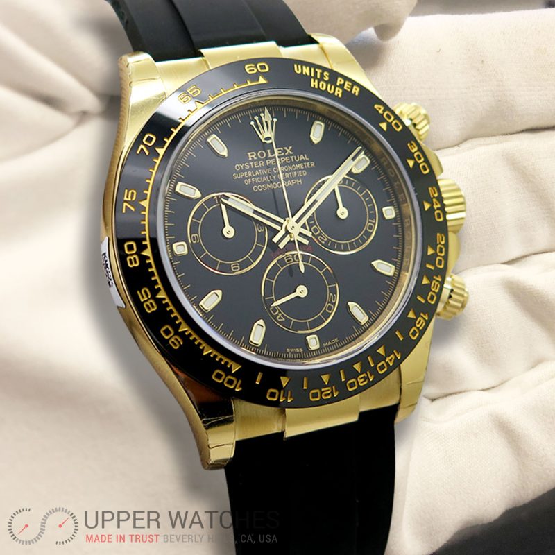 rolex daytona yellow gold black dial