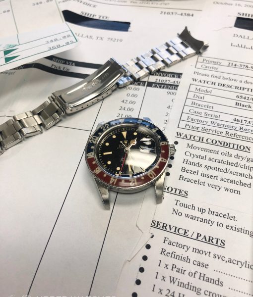 Rolex GMT MASTER 6542 Bakelit Bezel circa 1959 box and service papersRolex GMT MASTER 6542 Bakelit Bezel circa 1959 box and service papers