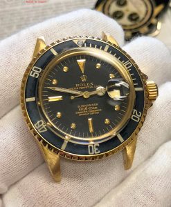 18k Yellow GOLD Rolex Submariner 1680 Gilt Black Nipple Dial circa 1973