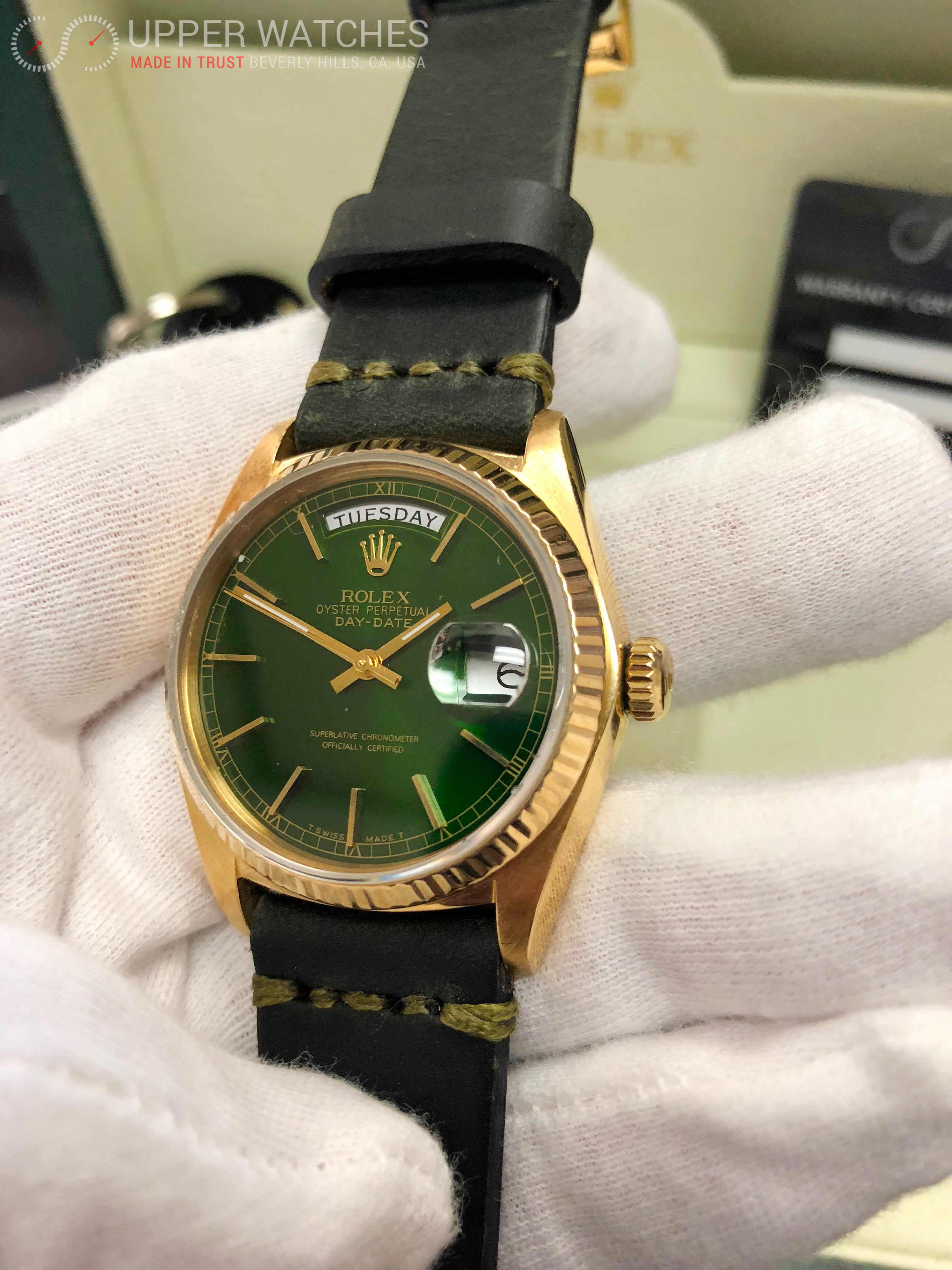 gold rolex with leather band