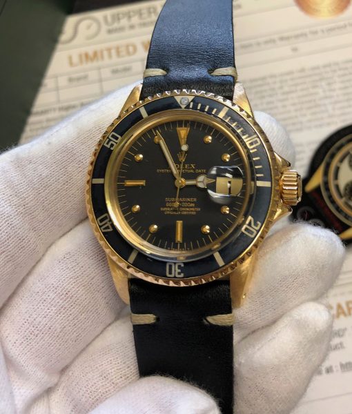 18k Yellow GOLD Rolex Submariner 1680 Gilt Black Nipple Dial circa 1973