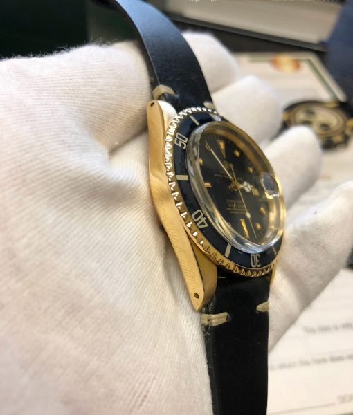 18k Yellow GOLD Rolex Submariner 1680 Gilt Black Nipple Dial circa 1973