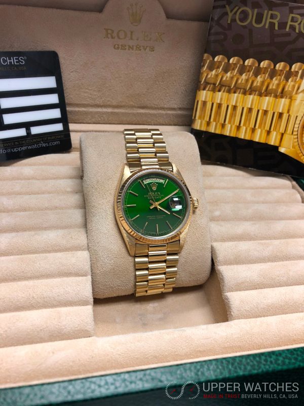 day date yellow gold green dial