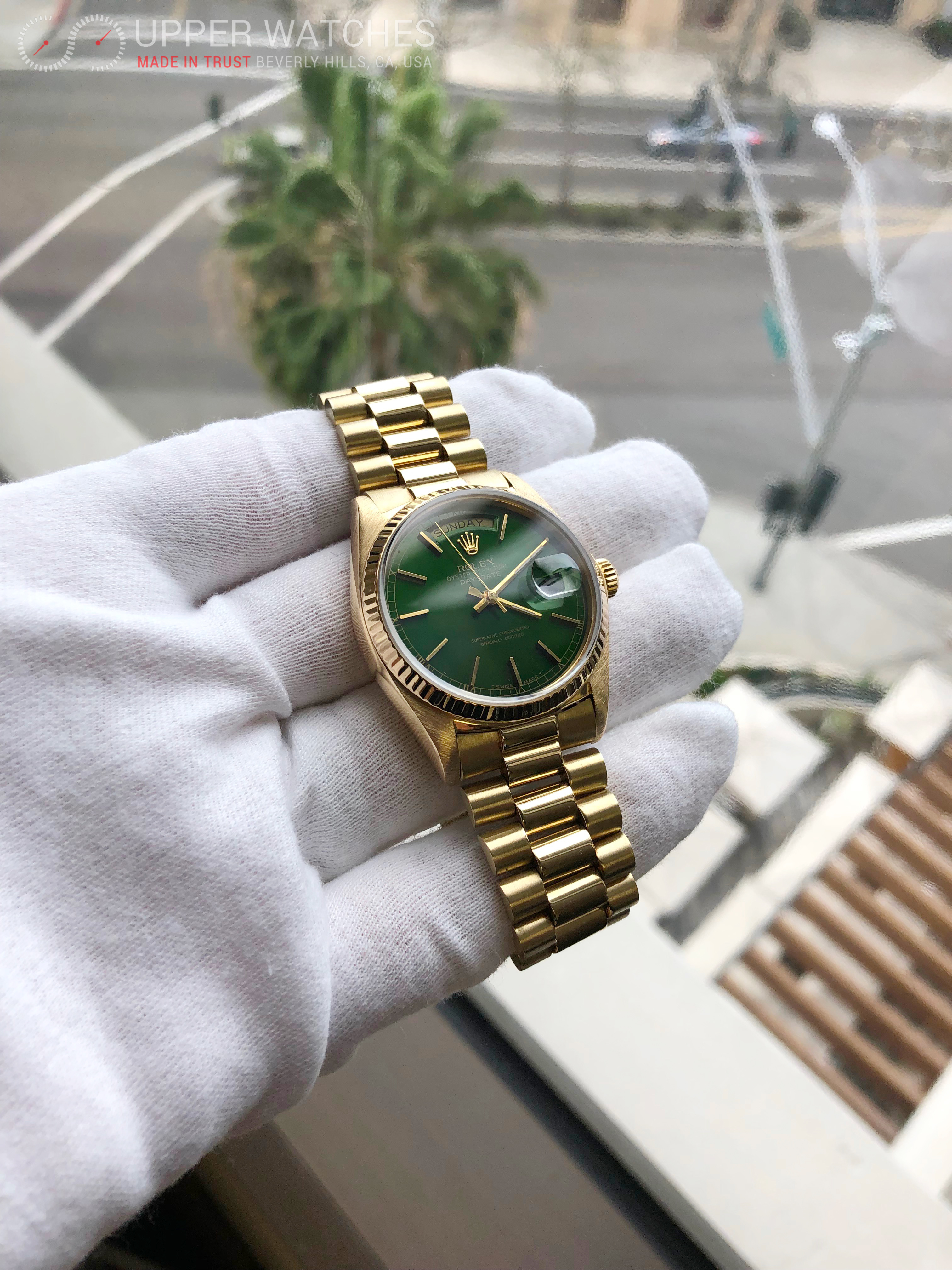 rolex oyster perpetual green gold